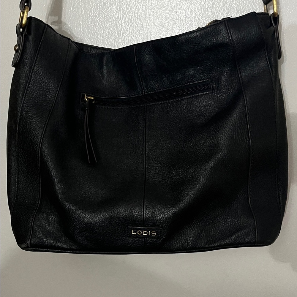 Lodis Elegant Black Leather Shoulder Bag 100% leather. Vintage